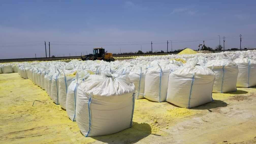 Sulfur ton bags storage yard with railway