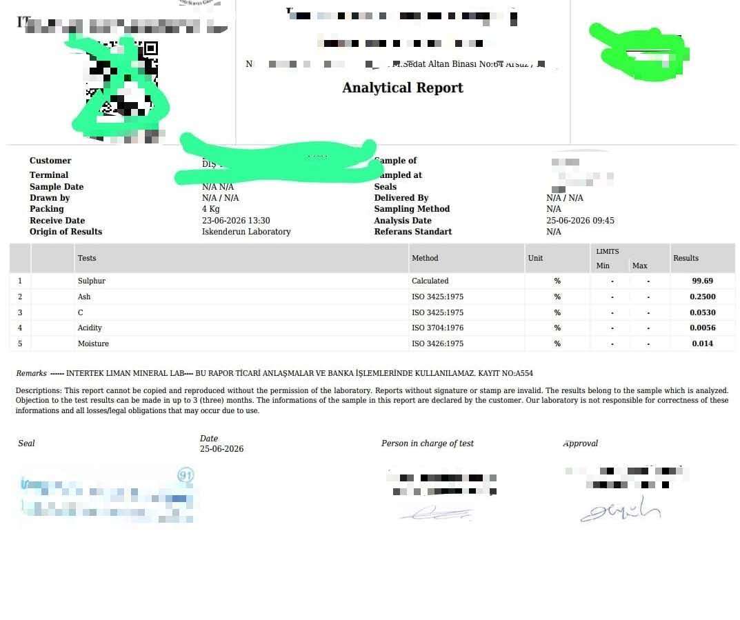 Intertek Iskenderun Analytical Report